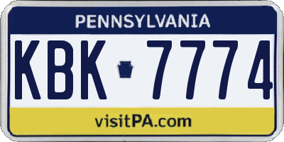 PA license plate KBK7774