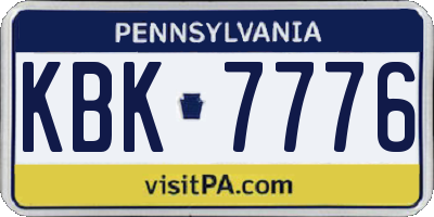 PA license plate KBK7776