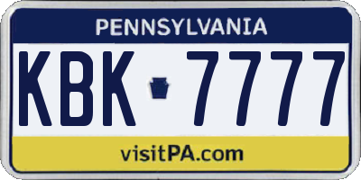 PA license plate KBK7777