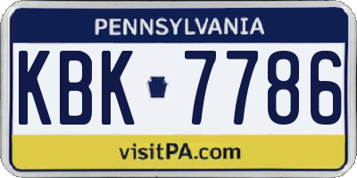 PA license plate KBK7786