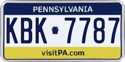 PA license plate KBK7787