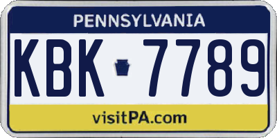 PA license plate KBK7789