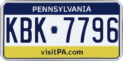 PA license plate KBK7796