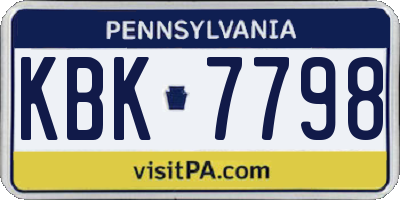PA license plate KBK7798
