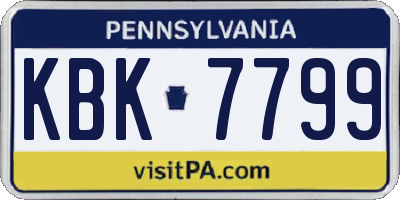 PA license plate KBK7799