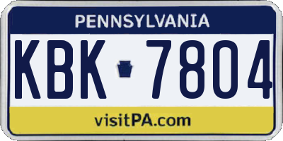 PA license plate KBK7804