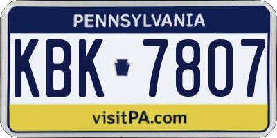 PA license plate KBK7807