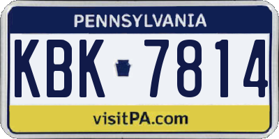 PA license plate KBK7814