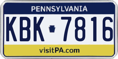 PA license plate KBK7816