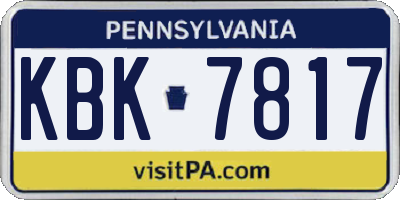 PA license plate KBK7817