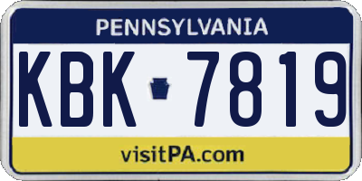 PA license plate KBK7819