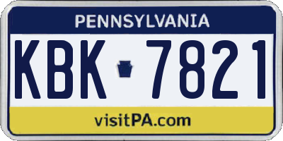 PA license plate KBK7821