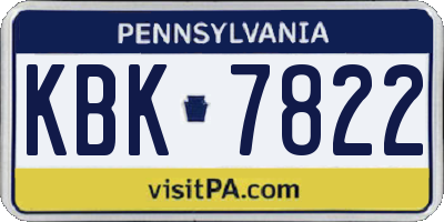 PA license plate KBK7822