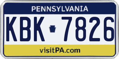 PA license plate KBK7826