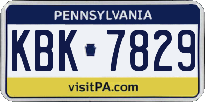 PA license plate KBK7829