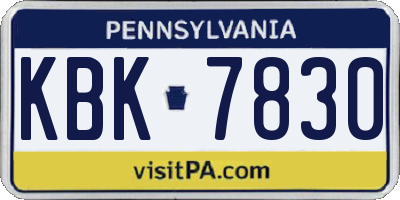 PA license plate KBK7830