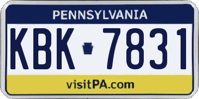 PA license plate KBK7831