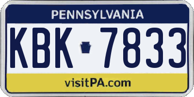 PA license plate KBK7833