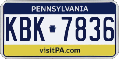 PA license plate KBK7836