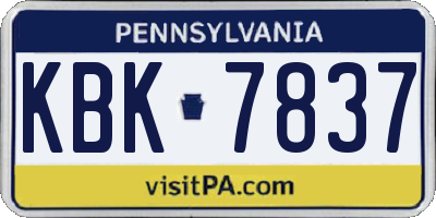 PA license plate KBK7837
