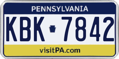 PA license plate KBK7842