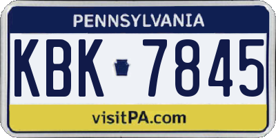 PA license plate KBK7845