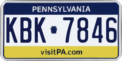 PA license plate KBK7846