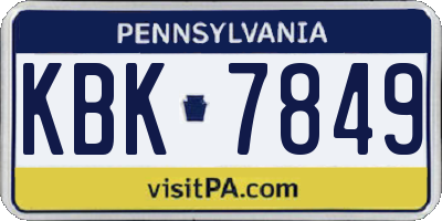 PA license plate KBK7849