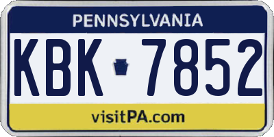 PA license plate KBK7852