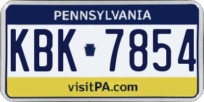PA license plate KBK7854