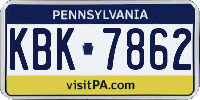 PA license plate KBK7862