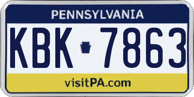 PA license plate KBK7863