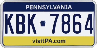 PA license plate KBK7864