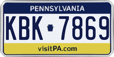 PA license plate KBK7869