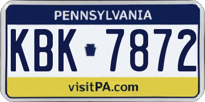 PA license plate KBK7872