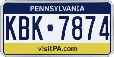PA license plate KBK7874