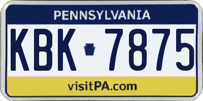 PA license plate KBK7875