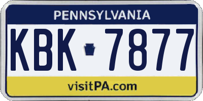 PA license plate KBK7877