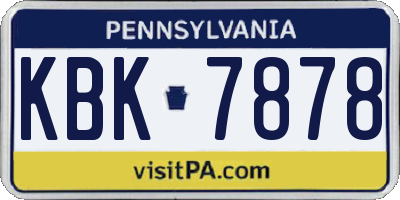 PA license plate KBK7878