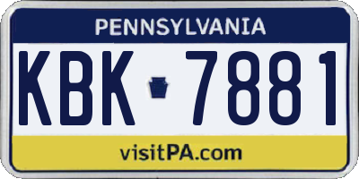 PA license plate KBK7881