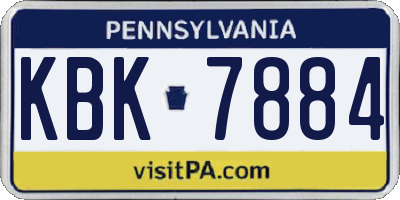 PA license plate KBK7884