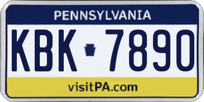 PA license plate KBK7890