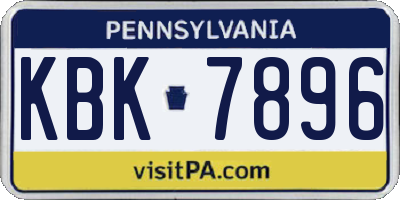 PA license plate KBK7896