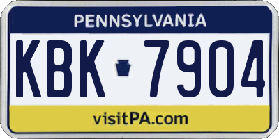 PA license plate KBK7904