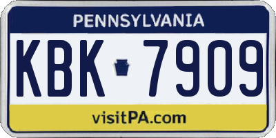 PA license plate KBK7909