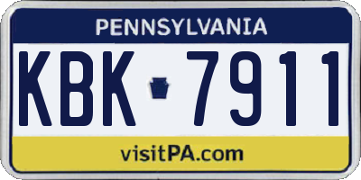 PA license plate KBK7911