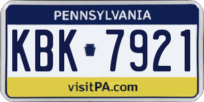 PA license plate KBK7921
