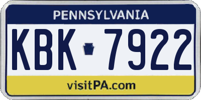 PA license plate KBK7922