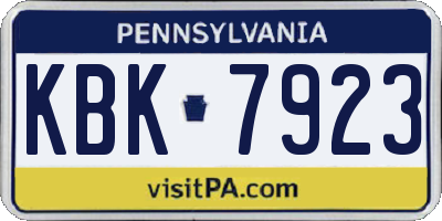PA license plate KBK7923