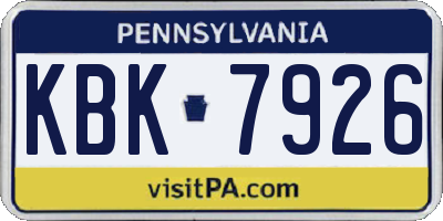PA license plate KBK7926